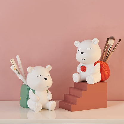 Resin Bear Decorative Desk Organising Pen Holder