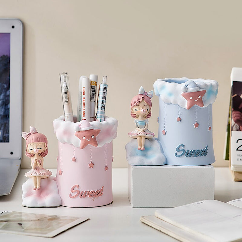 Girl & Star Decorative Desk Organizing Pen Holder