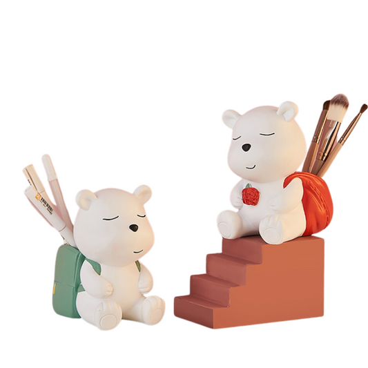 Resin Bear Decorative Desk Organising Pen Holder