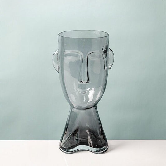 Transparent Glass Face Shape Vase