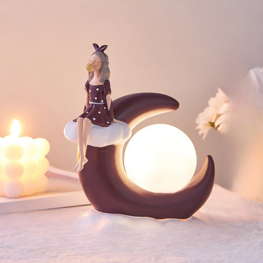 Moon Girl Statue Night Light Figurines