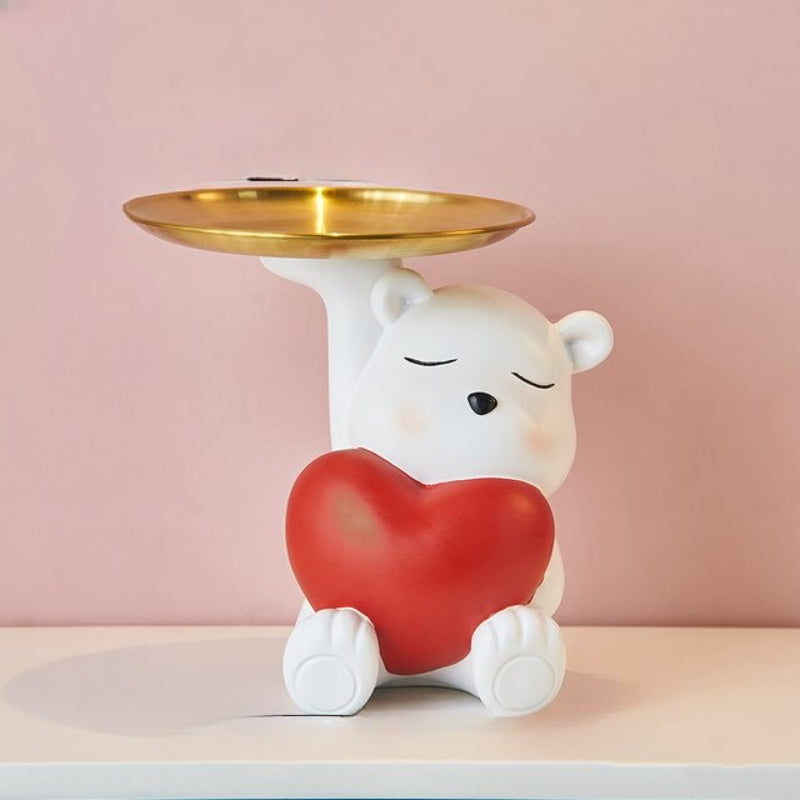 Cute White Bear Tray Storage