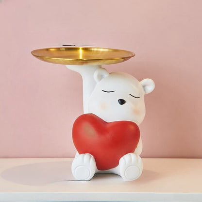 Cute White Bear Tray Storage