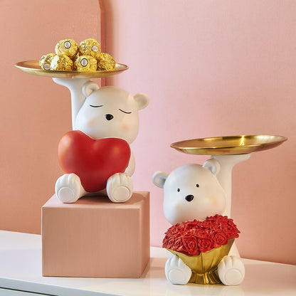 Cute White Bear Tray Storage