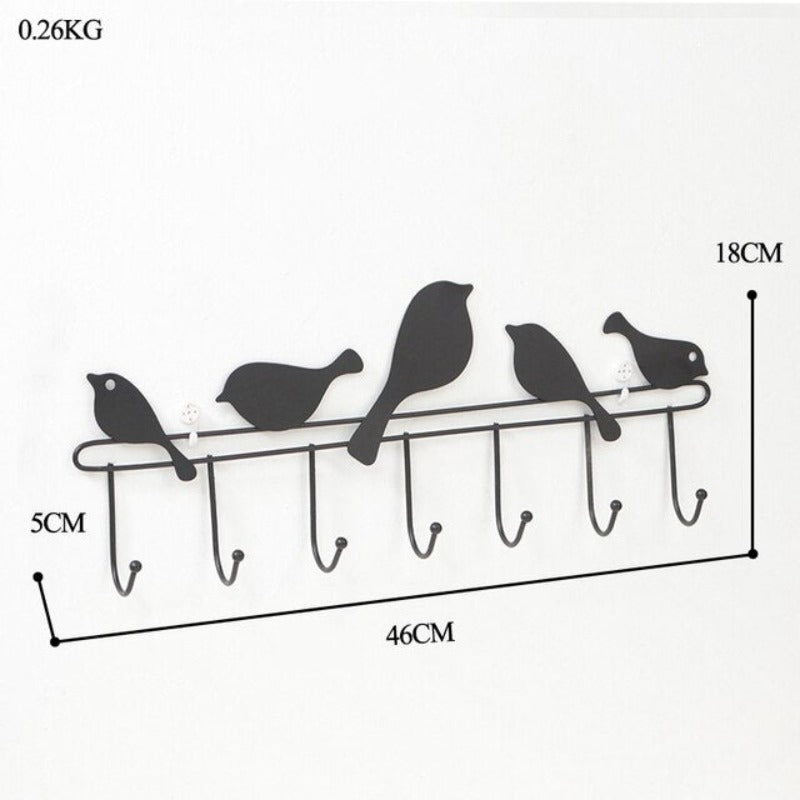 7 Hooks Bird Shape Key Hanging Wall Holder