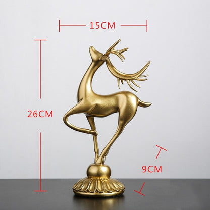 The Resin Golden Elk Figurines