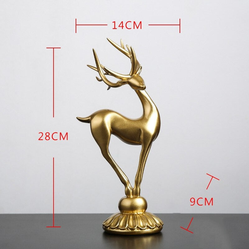 The Resin Golden Elk Figurines