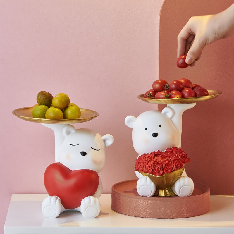 Cute White Bear Tray Storage