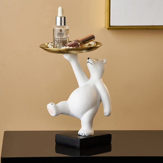 White Polar Bear Statue Storage Tray