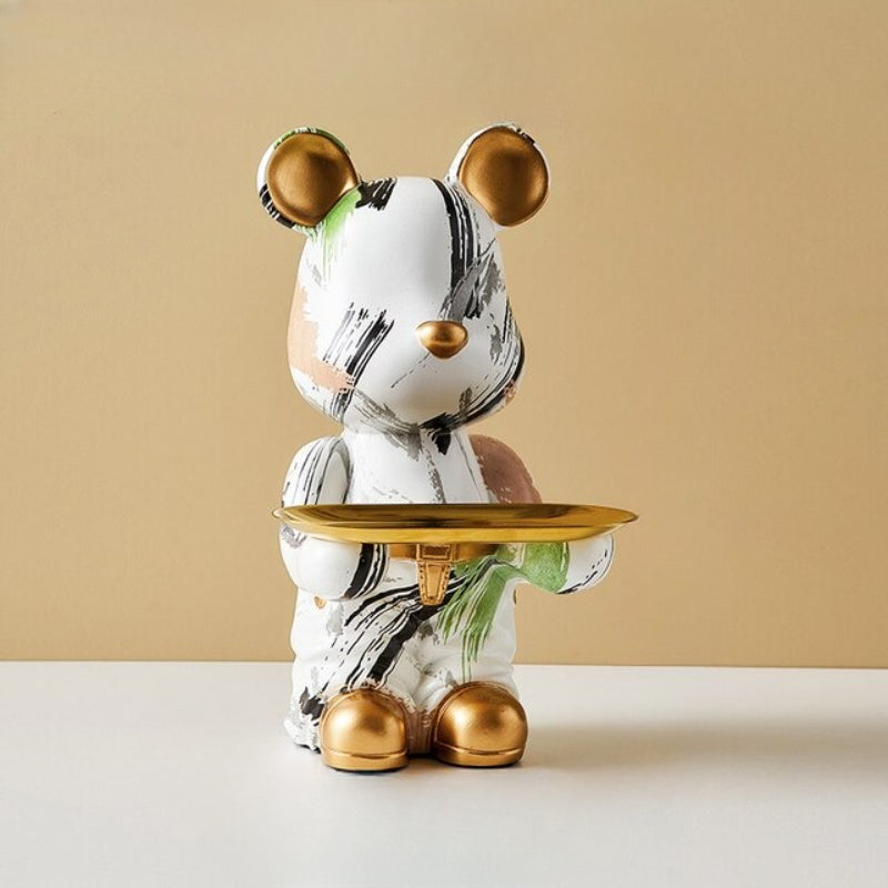 Modern Home Decor Bear With Tray