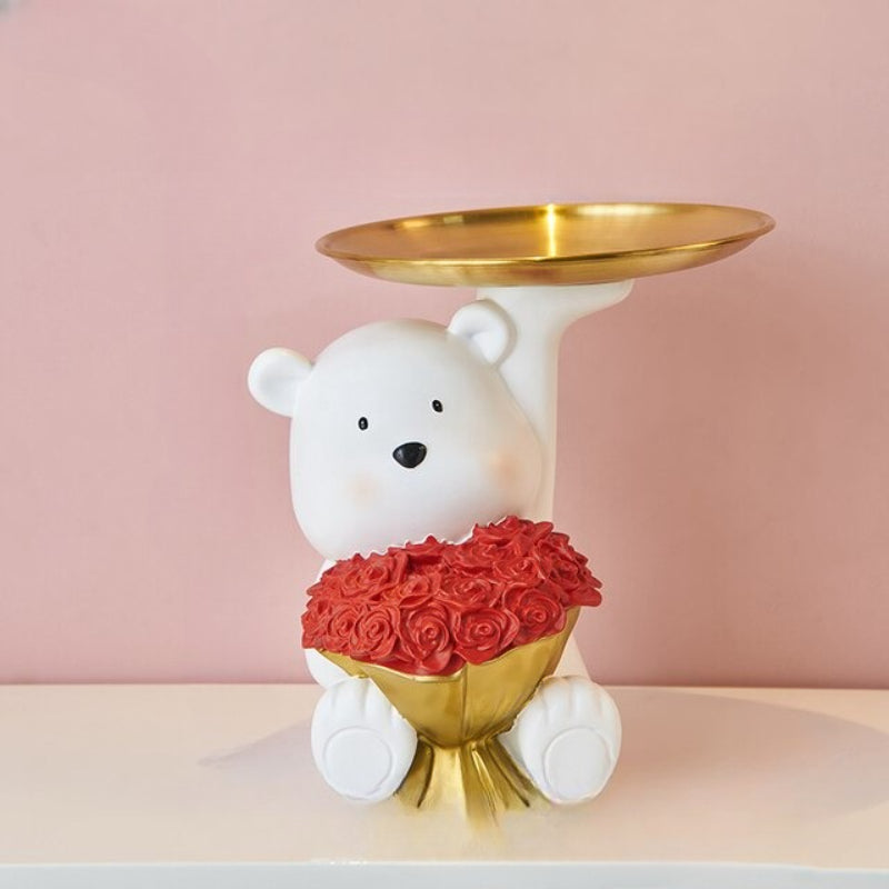 Cute White Bear Tray Storage