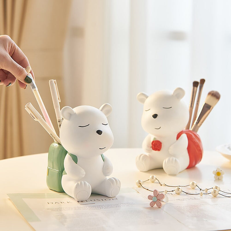 Resin Bear Decorative Desk Organising Pen Holder