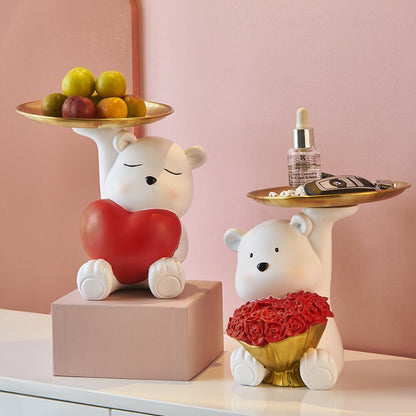 Cute White Bear Tray Storage