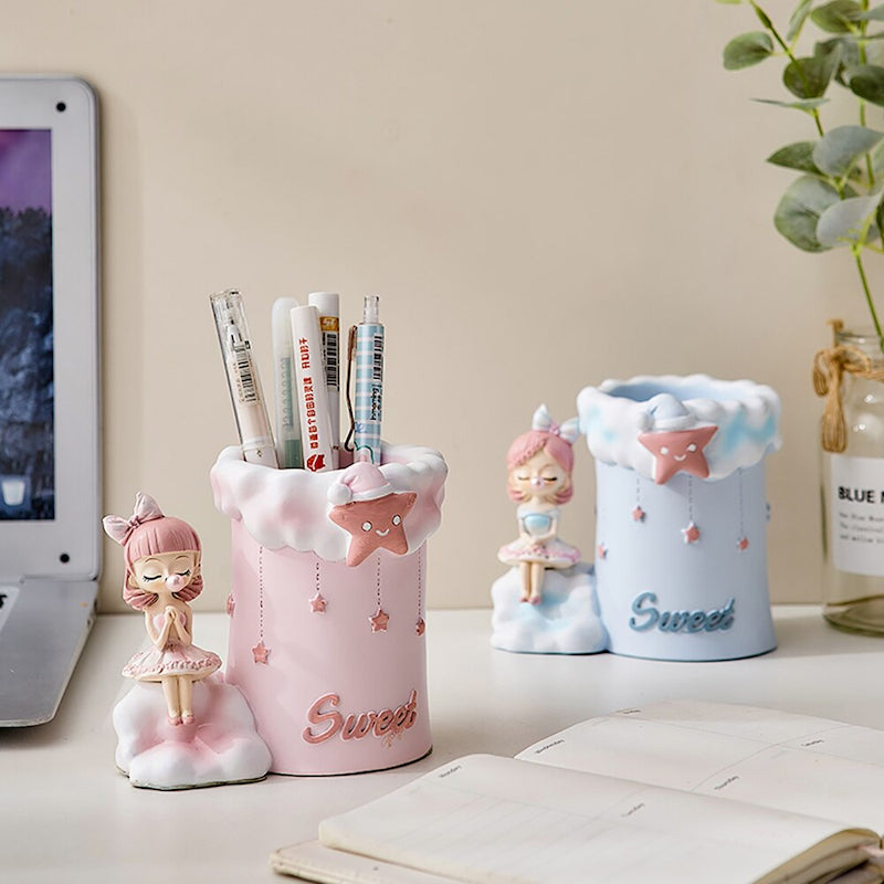 Girl & Star Decorative Desk Organizing Pen Holder