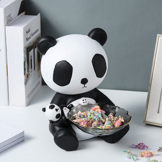 Panda Statue With Tray Sculpture