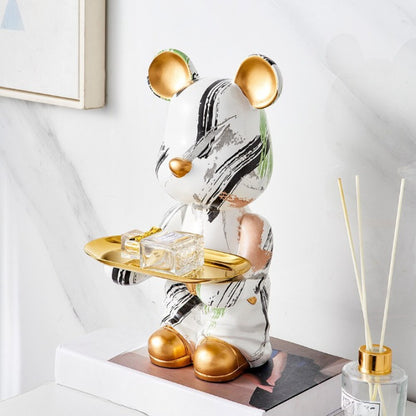 Modern Home Decor Bear With Tray