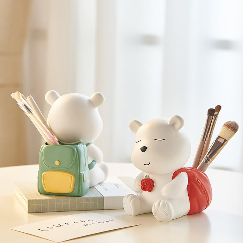 Resin Bear Decorative Desk Organising Pen Holder