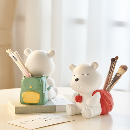 Resin Bear Decorative Desk Organising Pen Holder