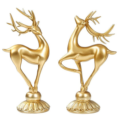 The Resin Golden Elk Figurines