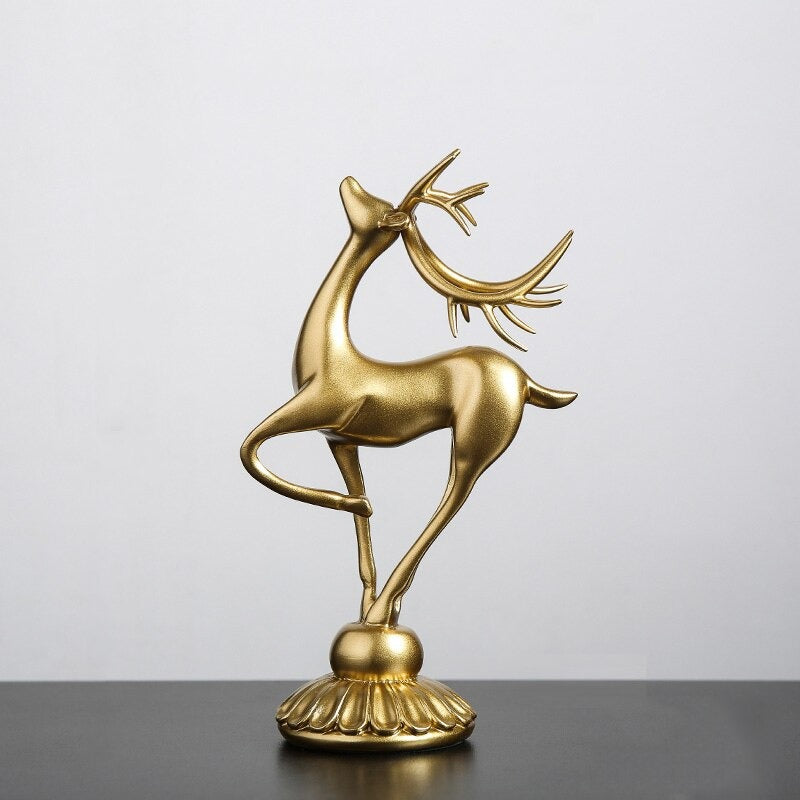 The Resin Golden Elk Figurines